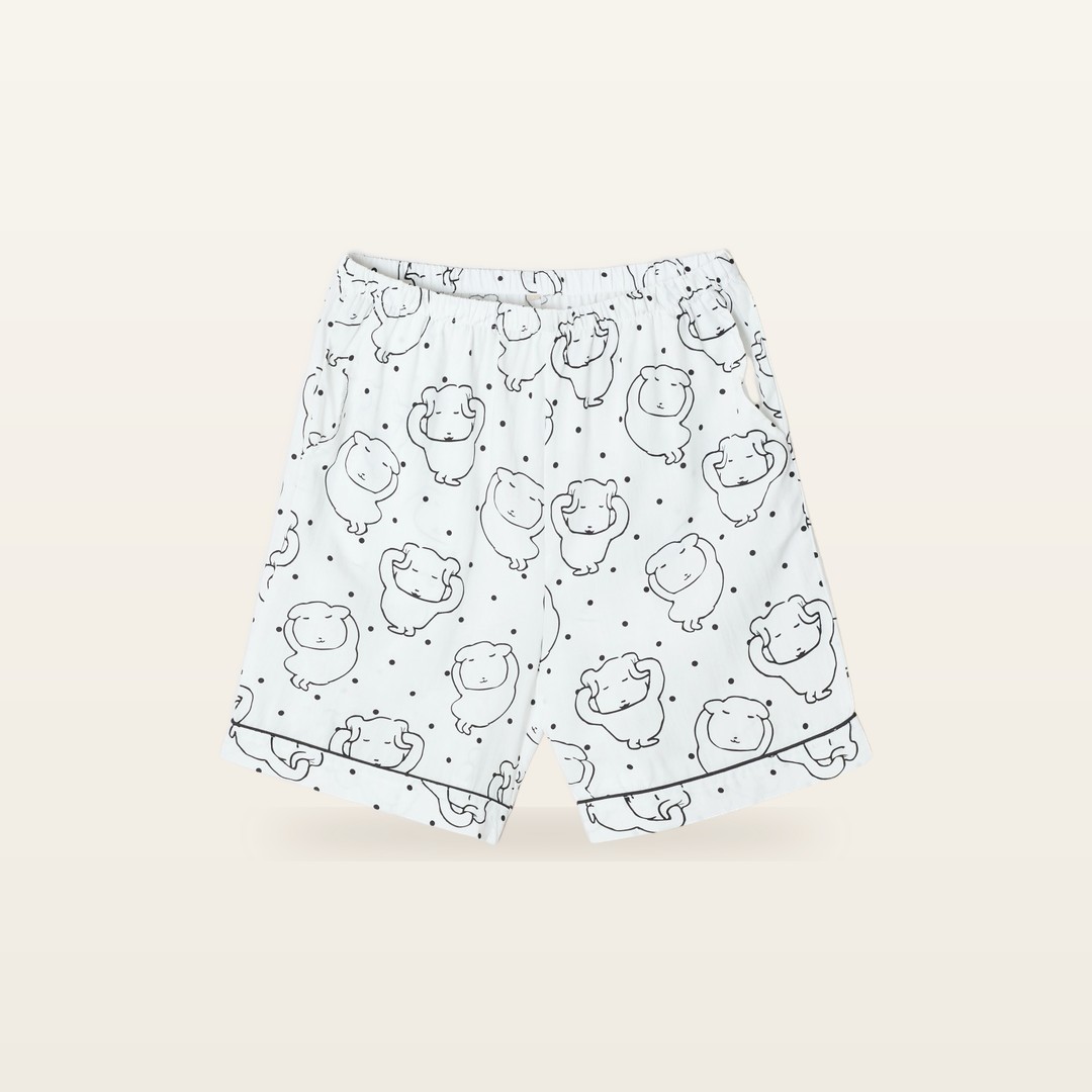 Ganadi pajama matching shorts, flat lay with elastic waist